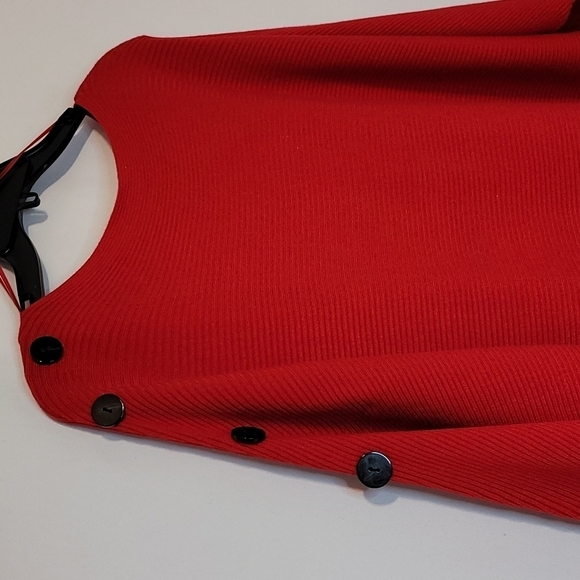 Greige Red Dolman Sleeveless Ribbed Sweater - Picture 8 of 15